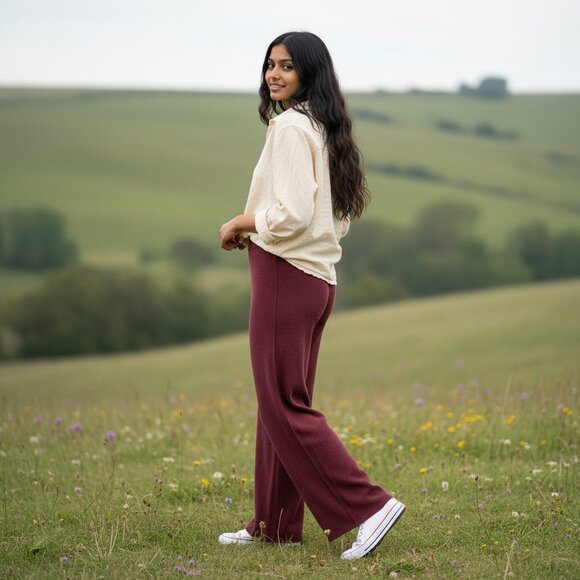 ADRIANNA PAPELL Women's EUC Wide Leg Wool Blend Pull-On Sweater Pants | Size M - Picture 1 of 8